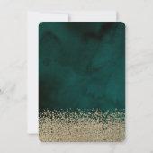 金ゴールドグリッタードレス、ダイアモンズグリーンスウィート15 招待状 (裏面)