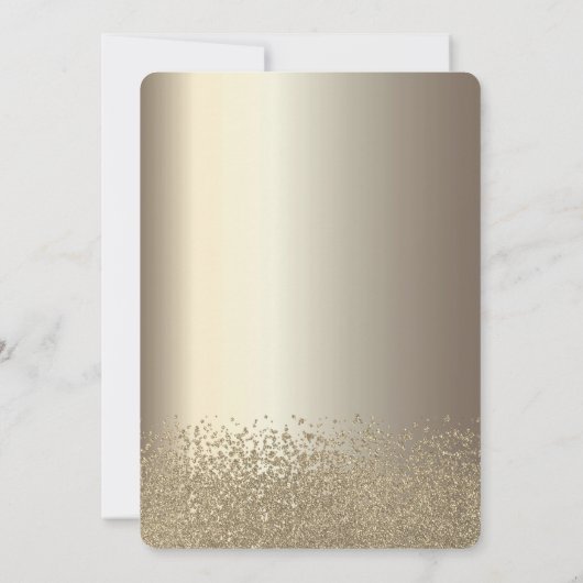 金ゴールドグリッタードレス、ティアラ、ダイアモンズパープル 招待状 (裏面)