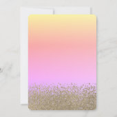 金ゴールドグリッタードレス，ティアラ，ダイヤモンドグラデーションスウィート16 招待状 (裏面)