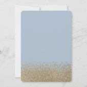 金ゴールドグリッタードレス，ティアラ，ダスティーブルーブル18誕生日 招待状 (裏面)