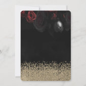 金ゴールドグリッタードレス,ティアラ,バラスウィート17 招待状 (裏面)