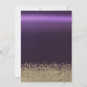 金ゴールドグリッタードレス、ティアラ、パープルスウィート16 招待状 (裏面)