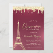 金ゴールドグリッタードロップズエッフェルタワーレッドキンセアニェラ 招待状 (正面)