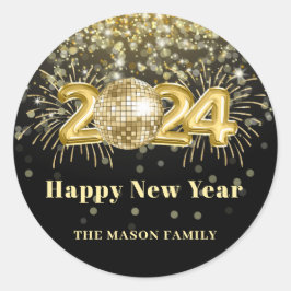 金ゴールドグリッターニューイヤーイブパーティーディスコボール ラウンドシール