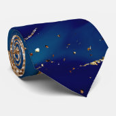 金ゴールドグリッターネイビーグラデーションスパークル結婚ズ ネクタイ (ロール)