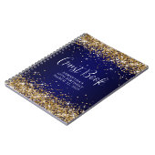 金ゴールドグリッターネイビーグラデーションブルー40thバースデーゲスト ノートブック (左側)