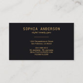 金ゴールドグリッターネイビーグリーンゲート&シグネチャースクリプト 名刺 (裏面)