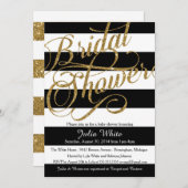 金ゴールドグリッターネイビーブラックストライプ招待状 招待状 (正面/裏面)