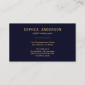 金ゴールドグリッターネイビーブルーゲート&シグネチャースクリプト 名刺 (裏面)