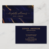 金ゴールドグリッターネイビーブルーゲート&シグネチャースクリプト 名刺 (正面/裏面)