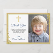 金ゴールドグリッターネイビーブルーコミューニオンサンキューカード サンキューカード (正面)