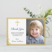 金ゴールドグリッターネイビーブルーコミューニオンサンキューカード サンキューカード (スタンド正面)