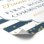 金ゴールドグリッターネイビーブルーファースト聖餐式 ポスター (角)