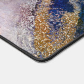 金ゴールドグリッターネイビーブルーマーブルカスタマイズデスクマット デスクマット (コーナー)