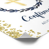 金ゴールドグリッターネイビーブルーリース確認ようこそ ポスター (角)