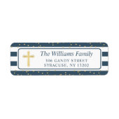 金ゴールドグリッターネイビーブルー宗教差出人住所 ラベル (正面)