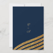 金ゴールドグリッターネイビーブルー幾何学抽象芸術結婚ズ 招待状 (裏面)