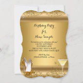 金ゴールドグリッターハイヒールカクテルバースデーパーティー4 招待状 (裏面)