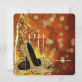 金ゴールドグリッターハイヒールシャンパンバースデーパーティー 招待状 (裏面)