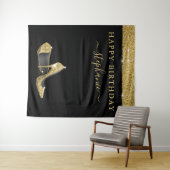 金ゴールドグリッターハイヒール誕生日背景 タペストリー (インサイチュ(横))