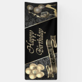 金ゴールドグリッターハイヒール、バルーン、ガラス、ダマスク 横断幕 (縦)