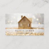 金ゴールドグリッターハウスクリーニングサービスハウスキーピング 名刺 (正面)