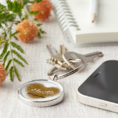 金ゴールドグリッターハッスルハート感動的キーチェーン キーホルダー (側面)