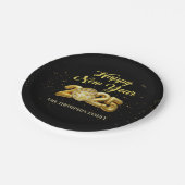 金ゴールドグリッターハッピーニューイヤー2025紙プレート ペーパープレート (アングル)