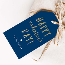 金ゴールドグリッターハッピーバレンタインデー ギフトタグ