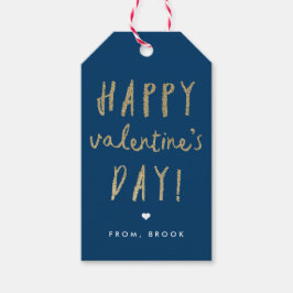 金ゴールドグリッターハッピーバレンタインデー ギフトタグ