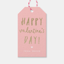 金ゴールドグリッターハッピーバレンタインデー ギフトタグ