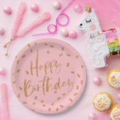 金ゴールドグリッターハッピーバースデー ペーパープレート (パーティー)