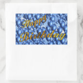 金ゴールドグリッターハッピーバースデー 長方形シール (バッグ)