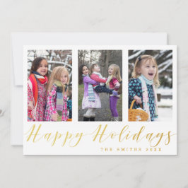 金ゴールドグリッターハッピーホリデーズフォトコラージュカード シーズンカード