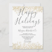金ゴールドグリッターハッピーホリデーズ又はクリスマスパーティー 招待状 (正面)
