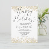 金ゴールドグリッターハッピーホリデーズ又はクリスマスパーティー 招待状 (スタンド正面)