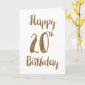 金ゴールドグリッターハッピー20th誕生日カード カード (黄色い花)