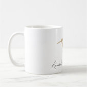 金ゴールドグリッターハミングバードと名前をカスタムする コーヒーマグカップ (左)