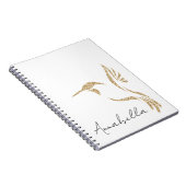 金ゴールドグリッターハミングバードと名前をカスタムする ノートブック (右側)