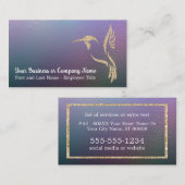 金ゴールドグリッターハミングバードオンダークホログラフィー 名刺 (正面/裏面)