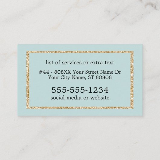 金ゴールドグリッターハミングバードオンライトティール（緑がかった色） 名刺 (裏面)