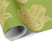 金ゴールドグリッターハムザラッキーハンドミスティックグリーン ラッピングペーパー (ロールコーナー)