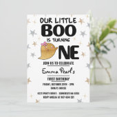 金ゴールドグリッターハロウィンファースト誕生日ガールパーティー 招待状 (スタンド正面)