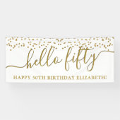 金ゴールドグリッターハローフィフティ50thバースデーパーティーバーン 横断幕 (横)