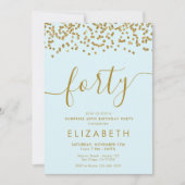 金ゴールドグリッターハロー40フォーティート誕生日招待状 招待状 (正面)