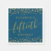 金ゴールドグリッターハロー50フィティートバースデーパーティーナップ スタンダードカクテルナプキン (正面)