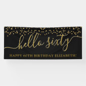 金ゴールドグリッターハロー60thバースデーパーティーバーン 横断幕 (横)