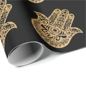 金ゴールドグリッターハンサラッキーハンドブラック ラッピングペーパー (ロールコーナー)