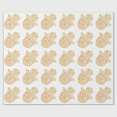 金ゴールドグリッターハンサラッキーハンドミスティックホワイト ラッピングペーパー (フラット)