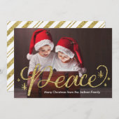 金ゴールドグリッターハンドレター平和クリスマス シーズンカード (正面/裏面)